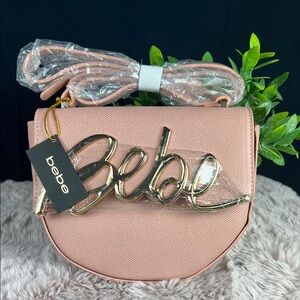 Bebe Pink Crossbody Bag with Gold Accents. NWT